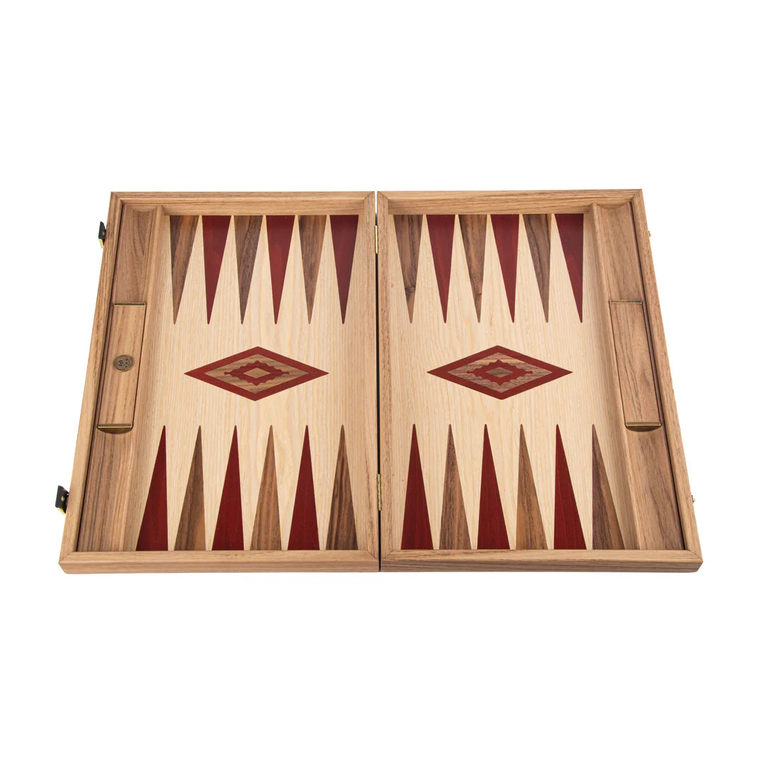 Oak & American Walnut Backgammon Set with Side Racks -