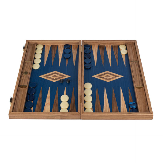Premium Handcrafted Walnut with Blue, Red, Green & Black Oak Backgammon Set