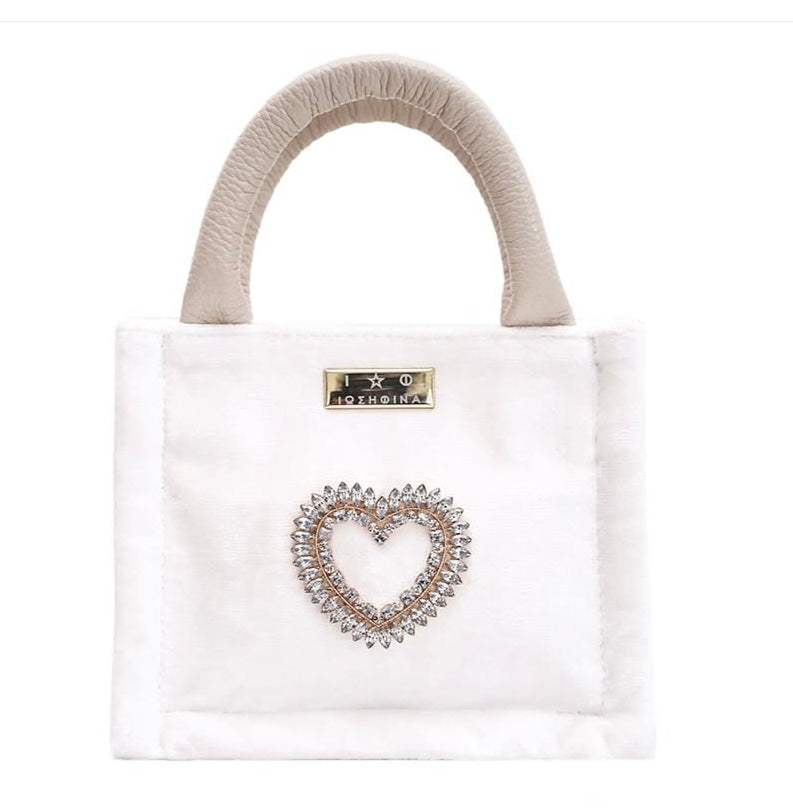 Velvet with Crystal Heart bag