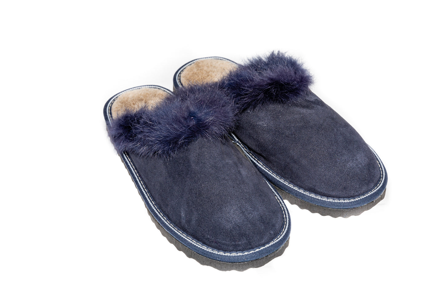 Navy Suede Slippers
