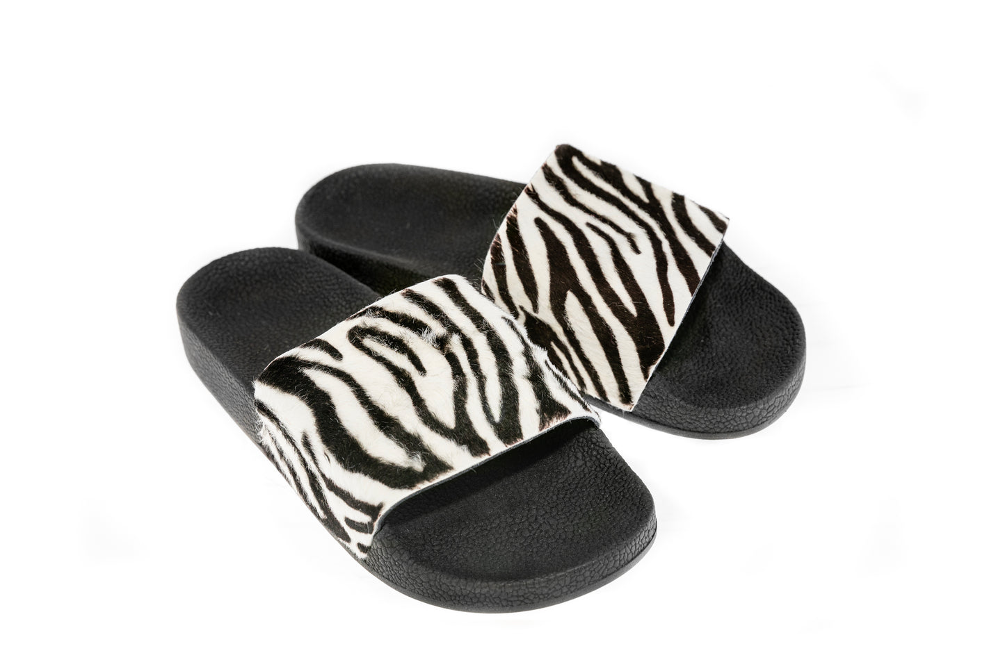 Leather Slides Zebra Print
