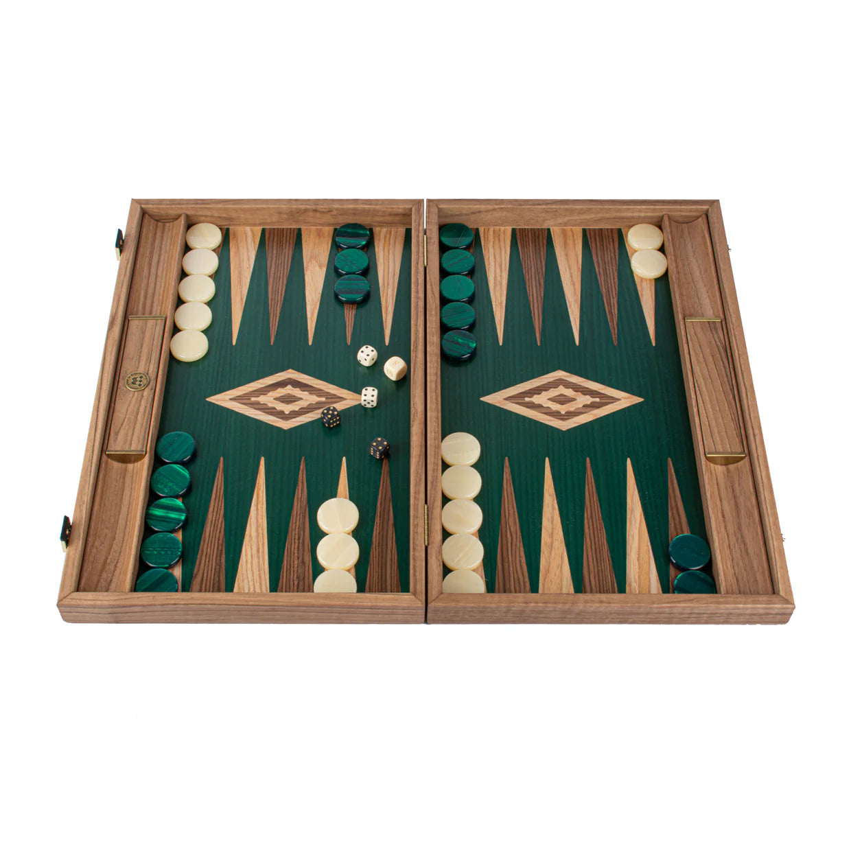 Premium Handcrafted Walnut with Blue, Red, Green & Black Oak Backgammon Set