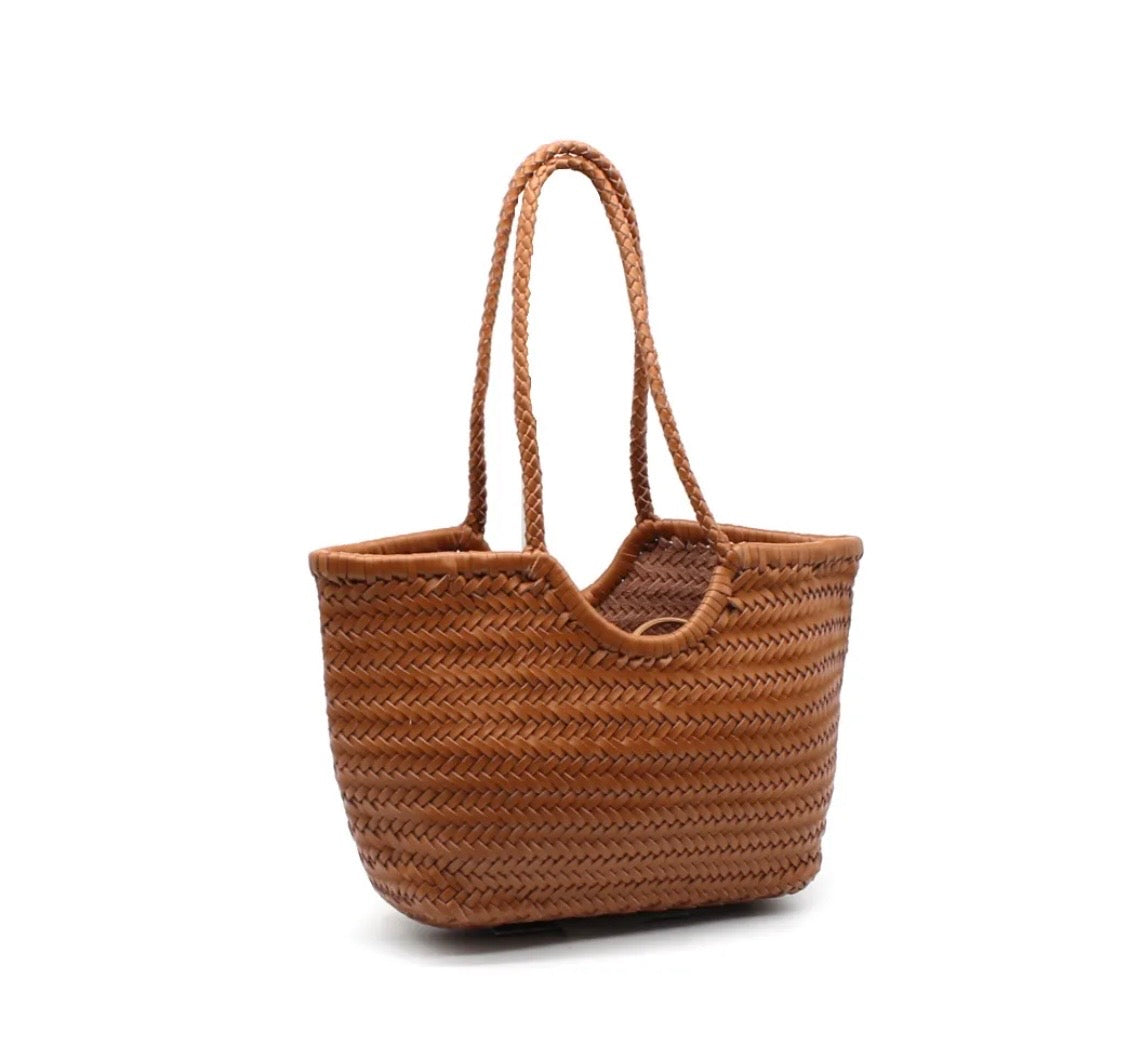 Woven Leather Medium Tote Bag
