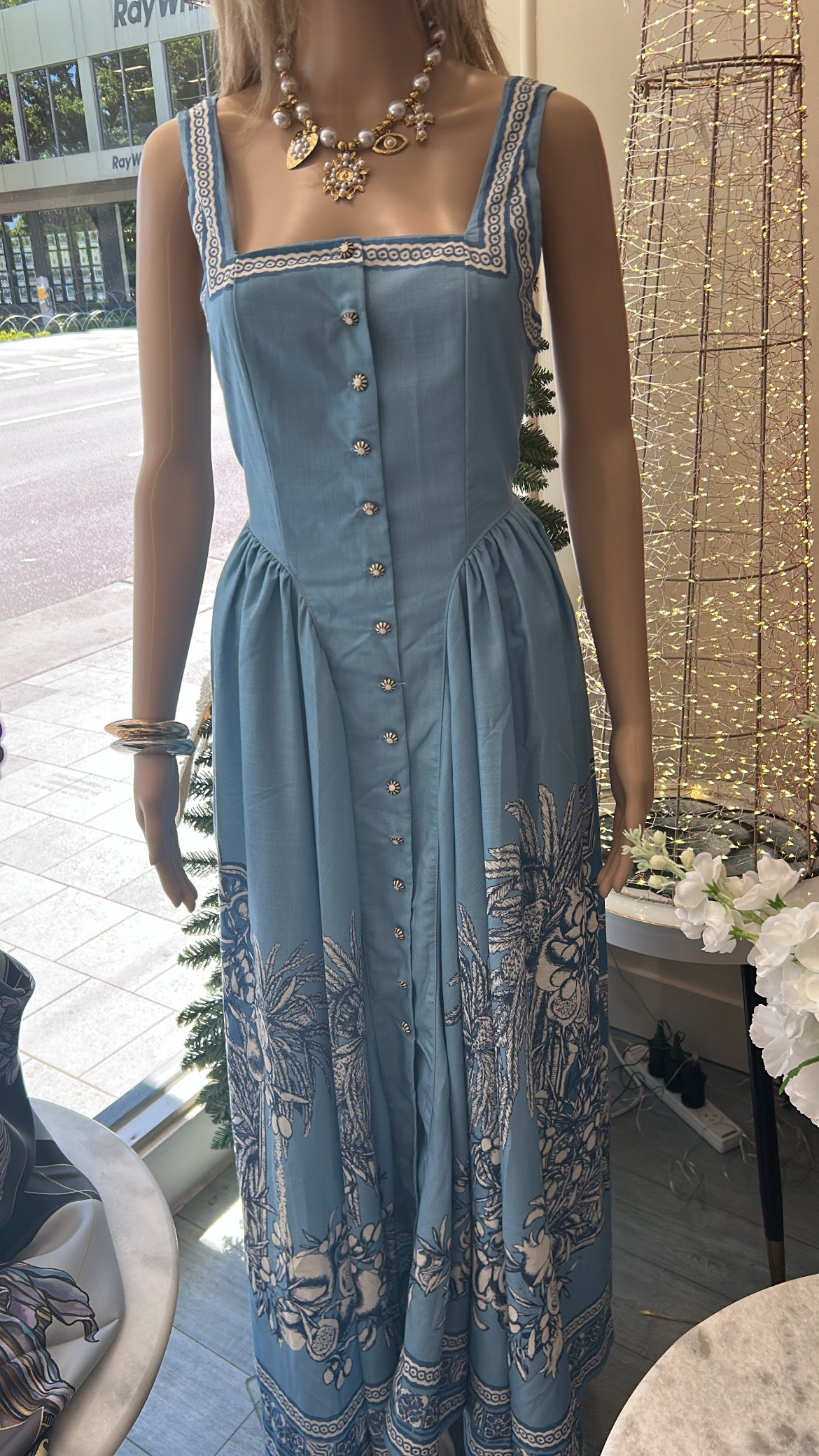 Linen & Cotton Button Detail Dress