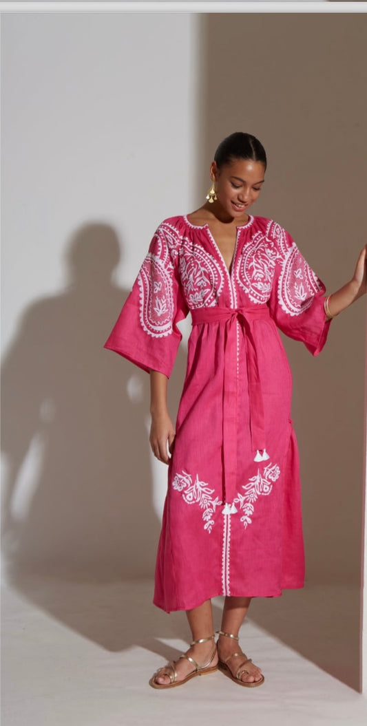 Linen Embroidery Dress