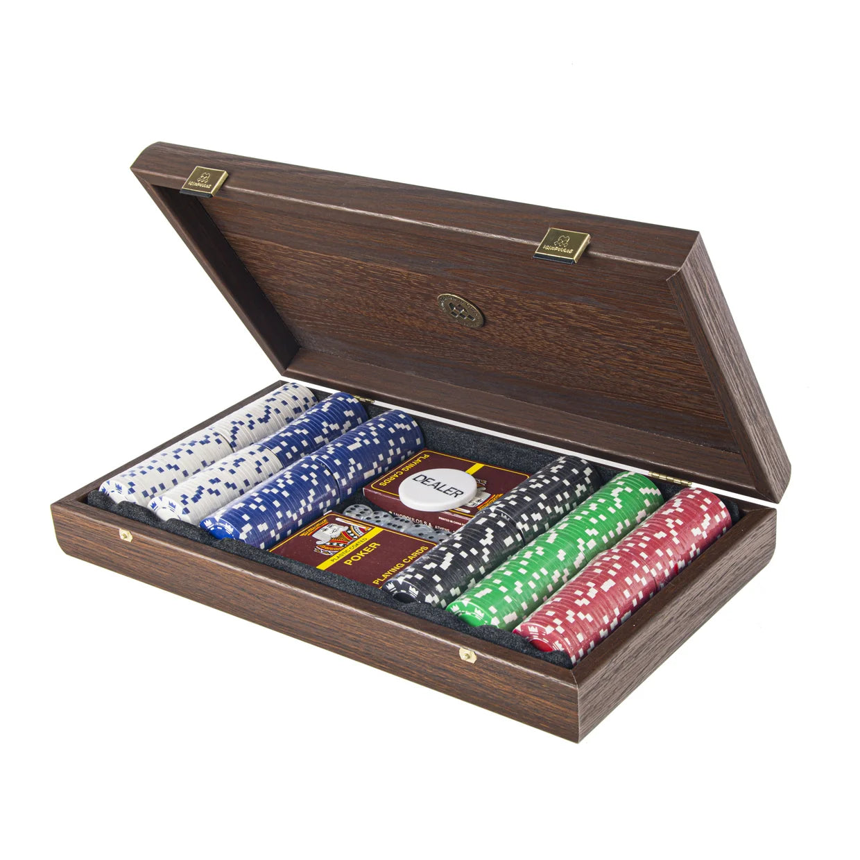 Luxury Poker Set in Dark Walnut Wooden Case with Californian Burl