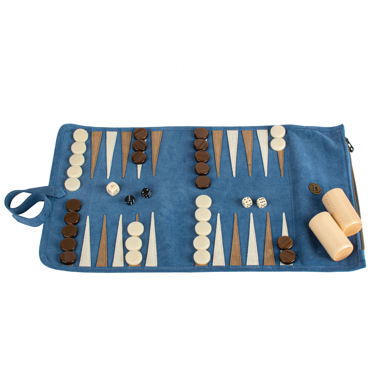 Premium Handcrafted Suede Roll-Up Backgammon Set