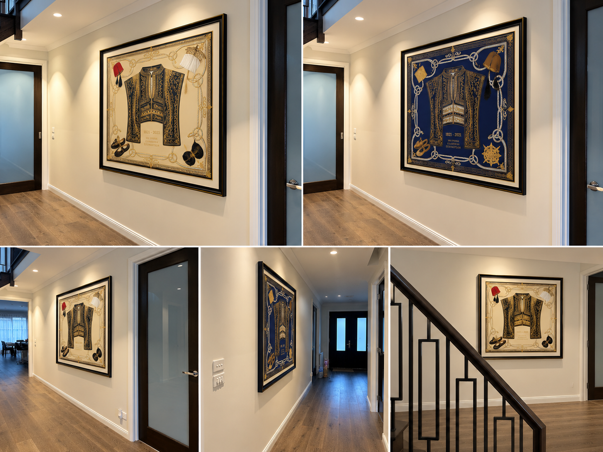 Silk Scarves sold separately or framed          90x90cm