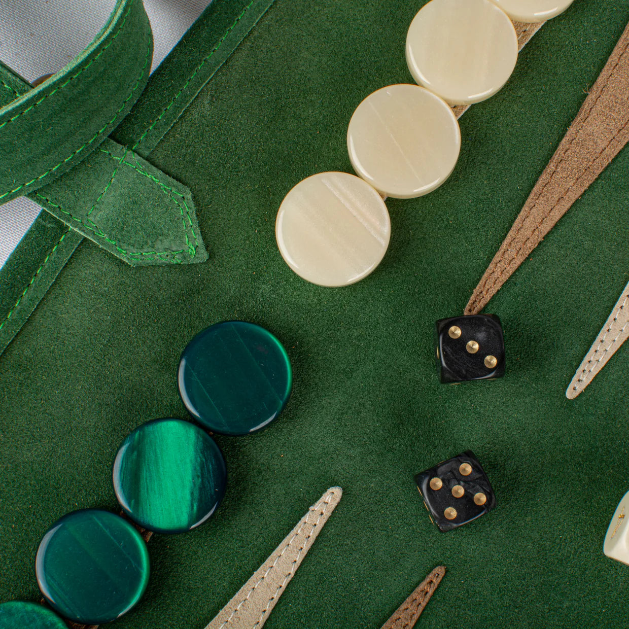 Premium Handcrafted Suede Roll-Up Backgammon Set