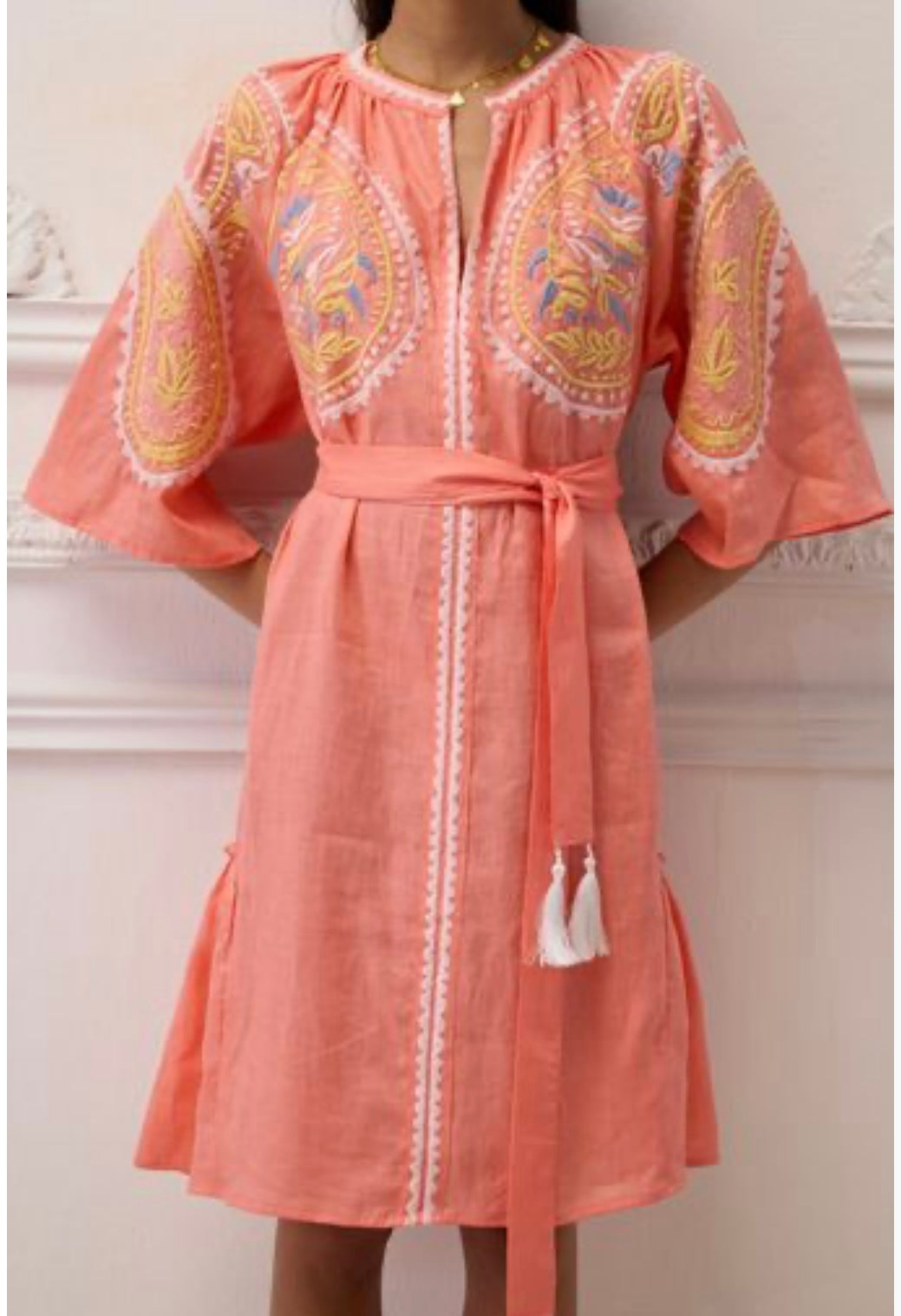 Linen Embroidery Dress
