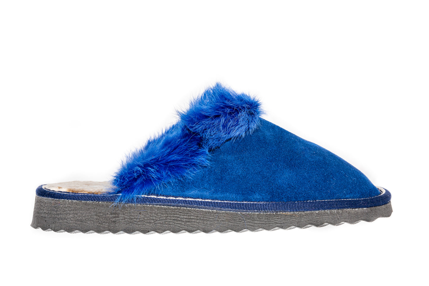 Cobalt Blue Suede Slippers