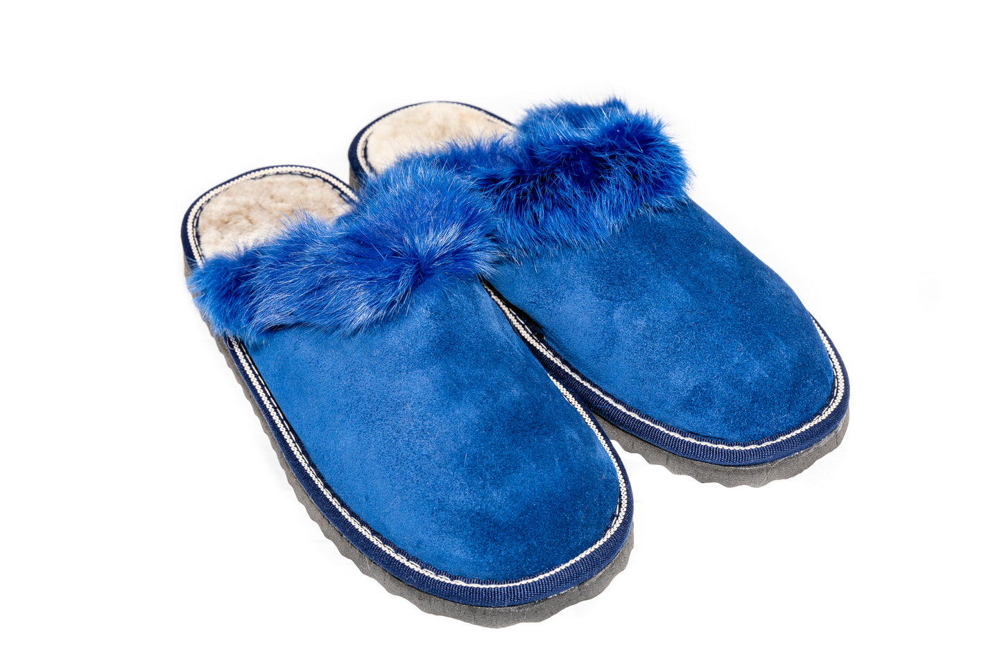 Cobalt Blue Suede Slippers
