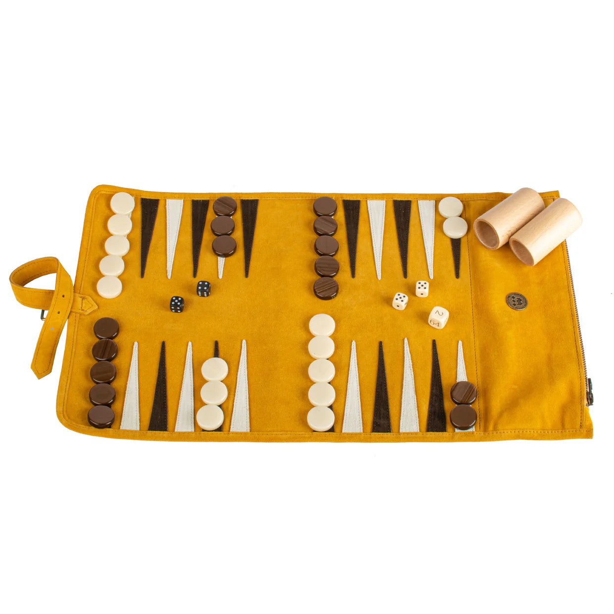 Premium Handcrafted Suede Roll-Up Backgammon Set