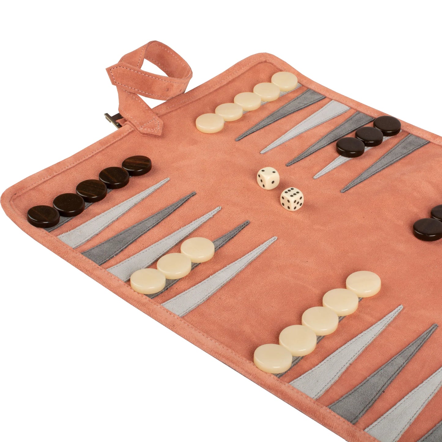 Premium Handcrafted Suede Roll-Up Backgammon Set