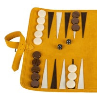 Premium Handcrafted Suede Roll-Up Backgammon Set