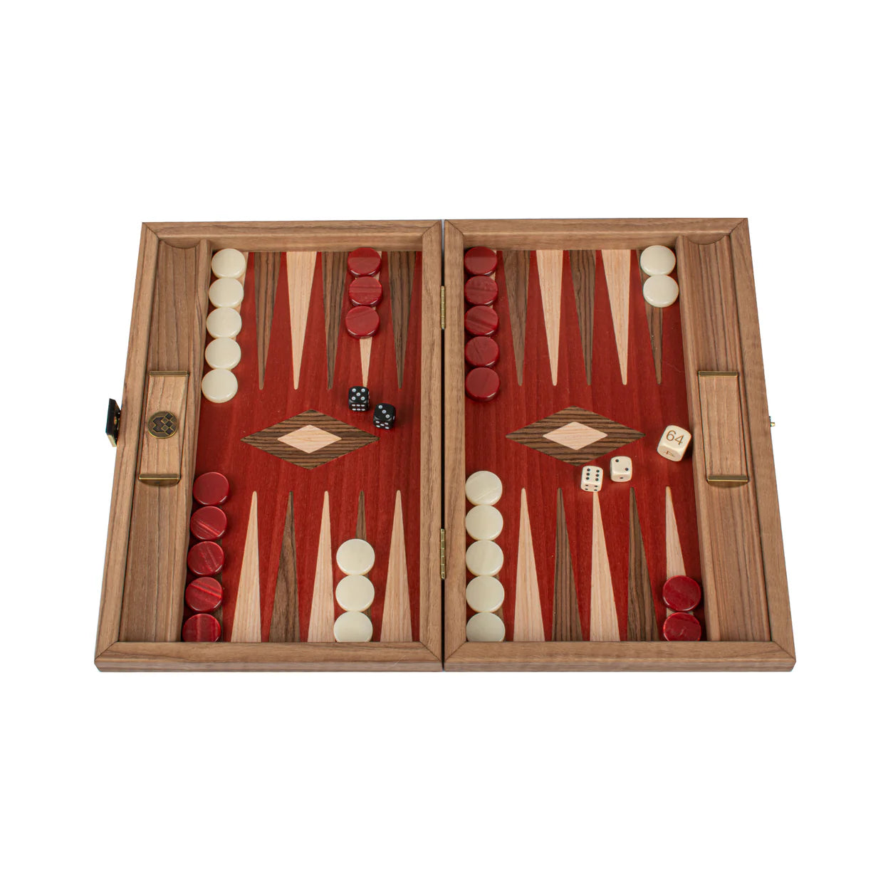 Premium Handcrafted Walnut with Blue, Red, Green & Black Oak Backgammon Set