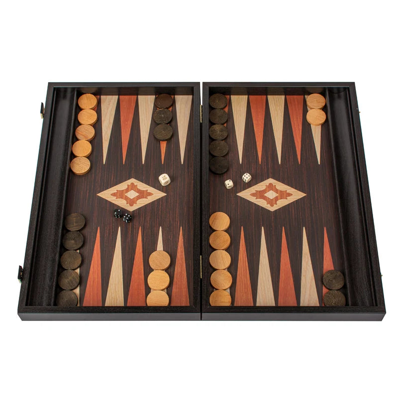 Handcrafted Wenge Replica Wood Backgammon Set with Side Racks - Classic Design and Quality Materials