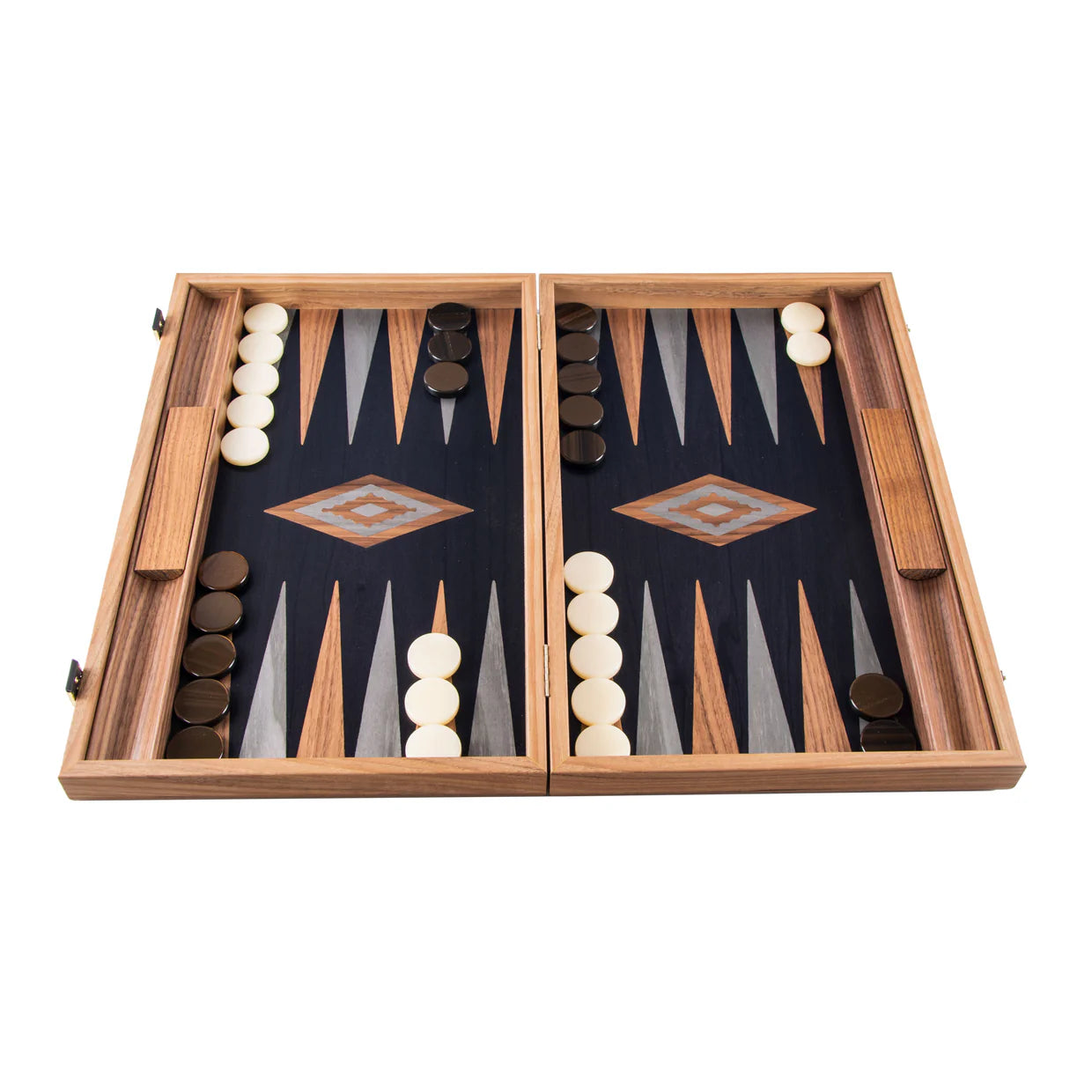 Premium Handcrafted Walnut with Blue, Red, Green & Black Oak Backgammon Set