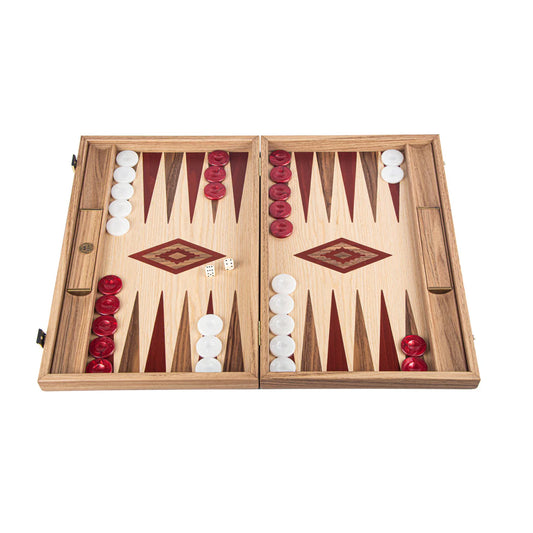 Oak & American Walnut Backgammon Set with Side Racks -