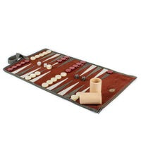Premium Handcrafted Suede Roll-Up Backgammon Set
