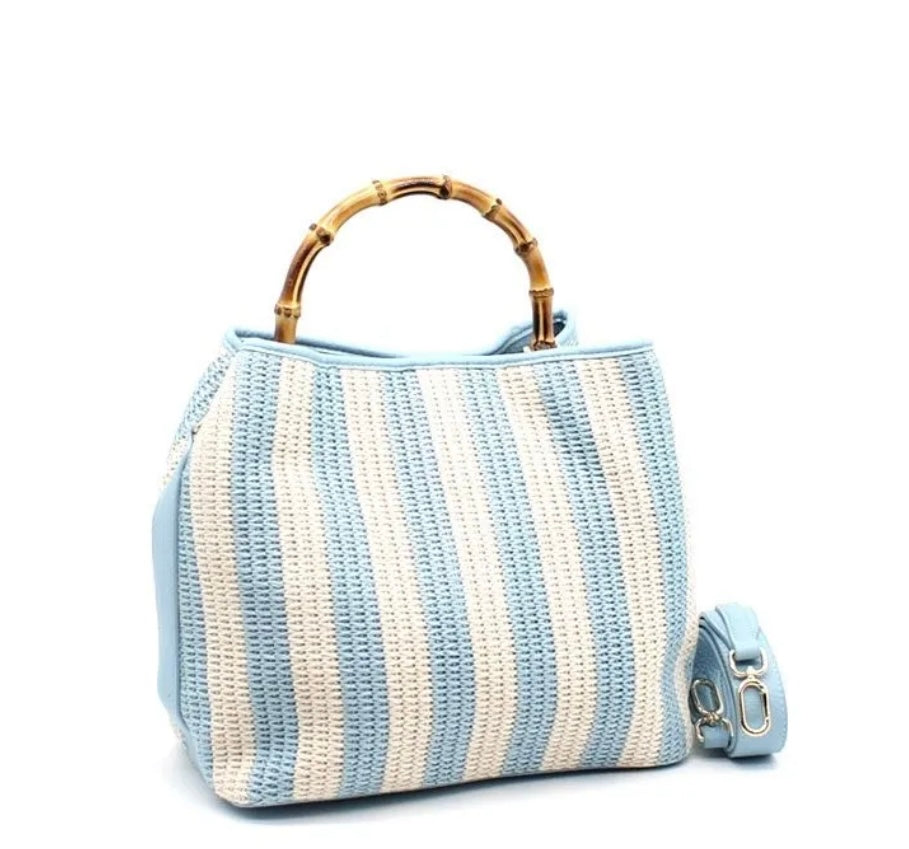Stripe Bamboo Tote – Handheld & Crossbody