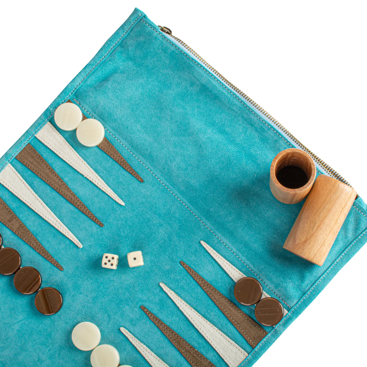 Premium Handcrafted Suede Roll-Up Backgammon Set