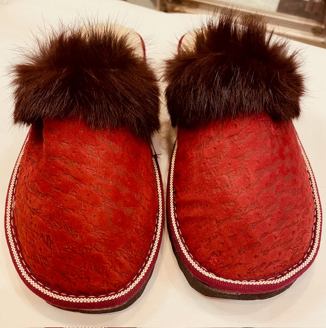Croc Texture Red Slippers