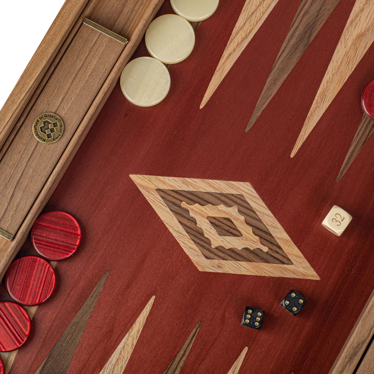 Premium Handcrafted Walnut with Blue, Red, Green & Black Oak Backgammon Set