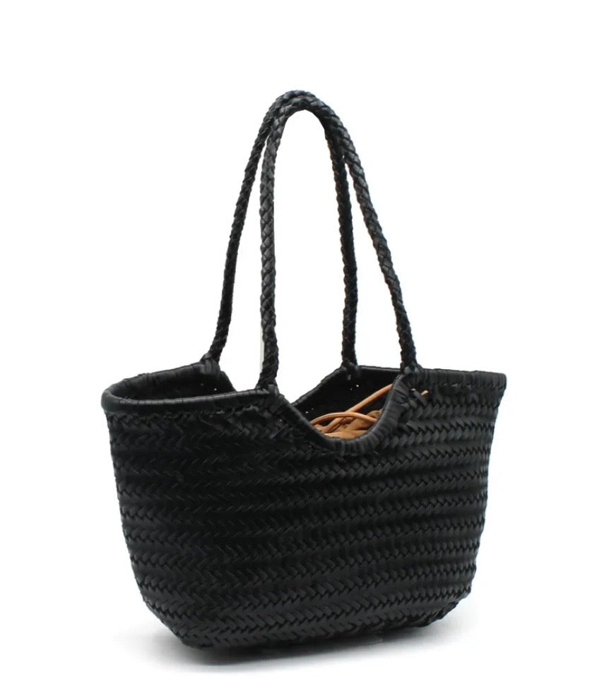 Woven Leather Medium Tote Bag